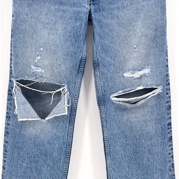 RE/DONE 90s Comfy Jeans Women’s Size 29 Sunfaded Destroy Distressed Denim - Picture 3 of 6